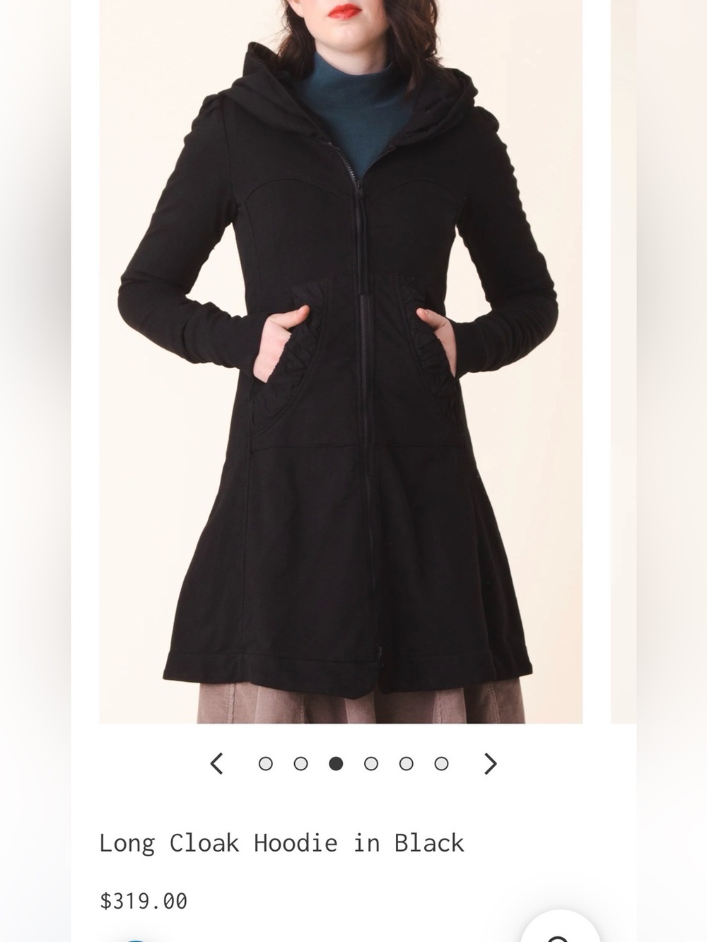 Prairie Underground Long Cloak Hoodie in Black - sz S